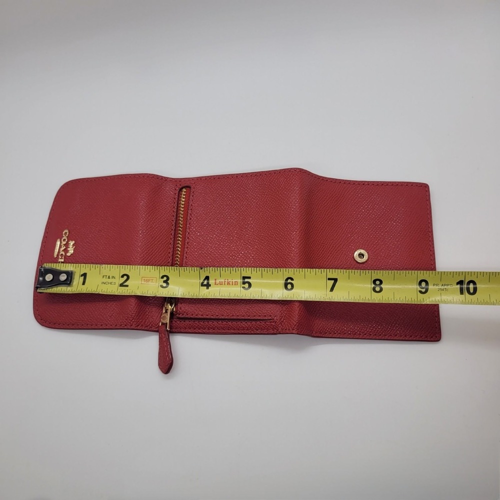Coach Small Trifold Wallet True Red Crossgrain Leather F87588 - Picture 6 of 8